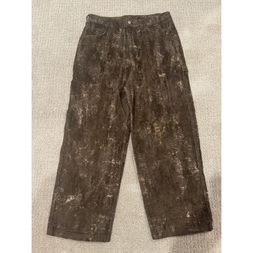 ZARA Mens Brown Multi Baggy Fit Wide-Leg Jeans Size 34 NWT Distressed Denim